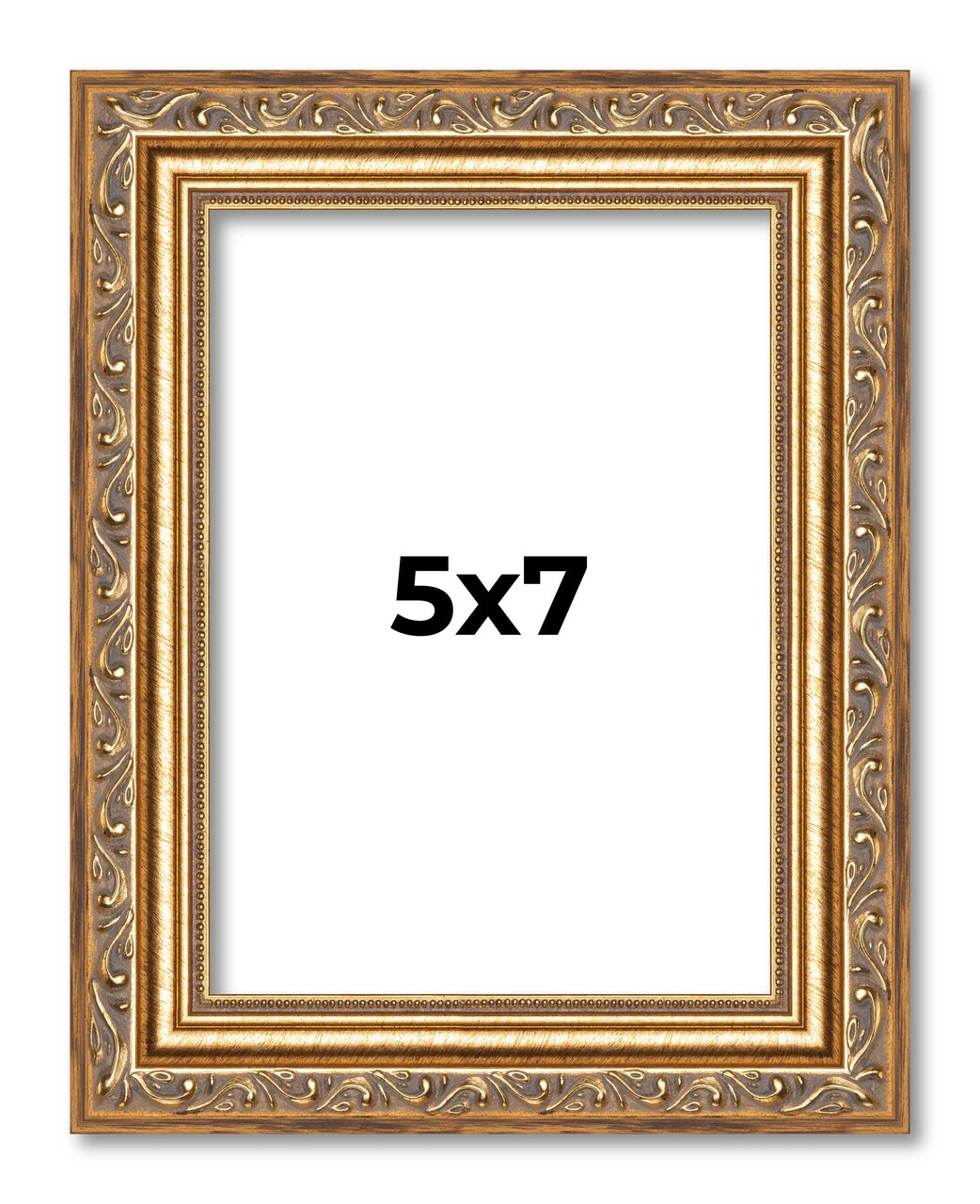 5x7 Antique Gold Bronze Wood Picture Frame - UV Acrylic, Foam Board Backing, Hanging Hardware